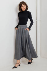 TIMELESS LOOK WOVEN MIDI CIRCLE SKIRT - Flying Tomato - Flyclothing LLC
