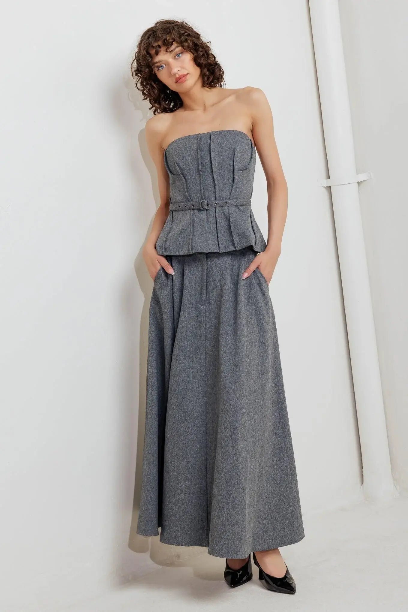 TIMELESS LOOK WOVEN MIDI CIRCLE SKIRT - Flying Tomato - Flyclothing LLC