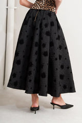 NOIR BLOOMING ROMANCE WOVEN FULL MIDI SKIRT - Flying Tomato - Flyclothing LLC