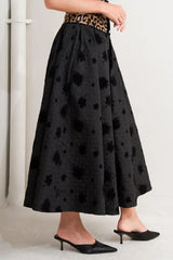 NOIR BLOOMING ROMANCE WOVEN FULL MIDI SKIRT - Flying Tomato - Flyclothing LLC
