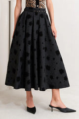 NOIR BLOOMING ROMANCE WOVEN FULL MIDI SKIRT - Flying Tomato - Flyclothing LLC