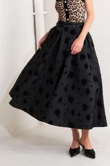 NOIR BLOOMING ROMANCE WOVEN FULL MIDI SKIRT - Flying Tomato - Flyclothing LLC