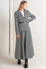 CITY CHECKLINE WOOLEN WOVEN MIDI SKIRT - Flying Tomato - Flyclothing LLC