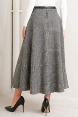 CITY CHECKLINE WOOLEN WOVEN MIDI SKIRT - Flying Tomato - Flyclothing LLC