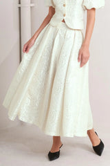 ROSÉ TEXTURE WOVEN FULL MIDI SKIRT - Flying Tomato - Flyclothing LLC