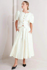 ROSÉ TEXTURE WOVEN FULL MIDI SKIRT - Flying Tomato - Flyclothing LLC