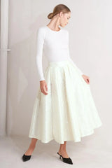 ROSÉ TEXTURE WOVEN FULL MIDI SKIRT - Flying Tomato - Flyclothing LLC