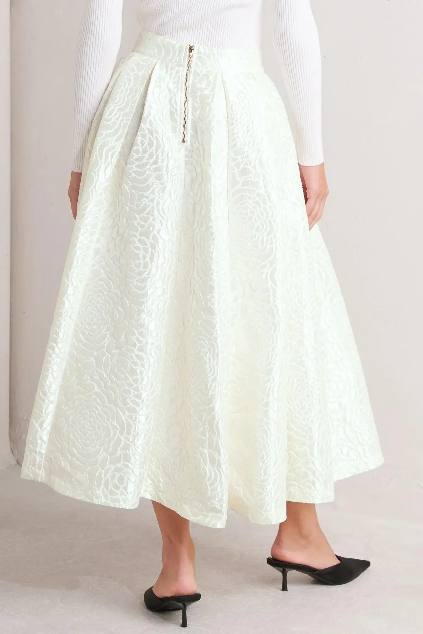 ROSÉ TEXTURE WOVEN FULL MIDI SKIRT - Flying Tomato - Flyclothing LLC