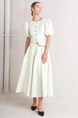 ROSÉ TEXTURE WOVEN FULL MIDI SKIRT - Flying Tomato - Flyclothing LLC