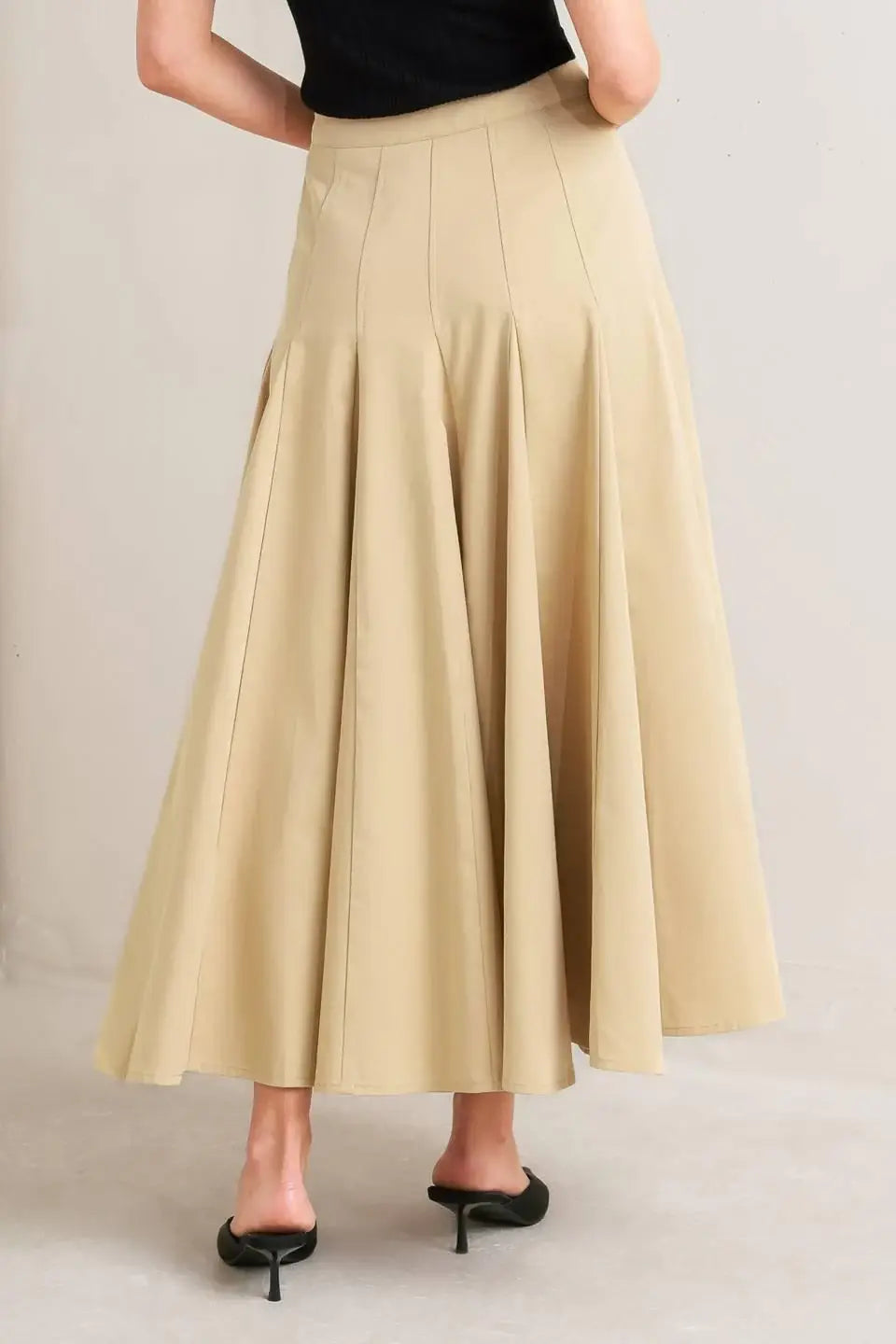PALE FRAME WOVEN TAUPE CIRCLE SKIRT - Flying Tomato - Flyclothing LLC