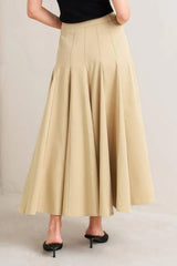 PALE FRAME WOVEN TAUPE CIRCLE SKIRT - Flying Tomato - Flyclothing LLC