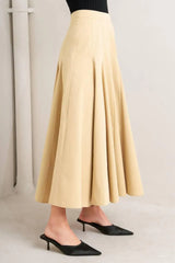 PALE FRAME WOVEN TAUPE CIRCLE SKIRT - Flying Tomato - Flyclothing LLC