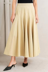 PALE FRAME WOVEN TAUPE CIRCLE SKIRT - Flying Tomato - Flyclothing LLC