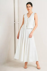 PALE FRAME WHITE WOVEN CIRCLE SKIRT - Flying Tomato - Flyclothing LLC