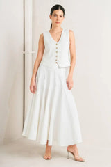 PALE FRAME WHITE WOVEN CIRCLE SKIRT - Flying Tomato - Flyclothing LLC