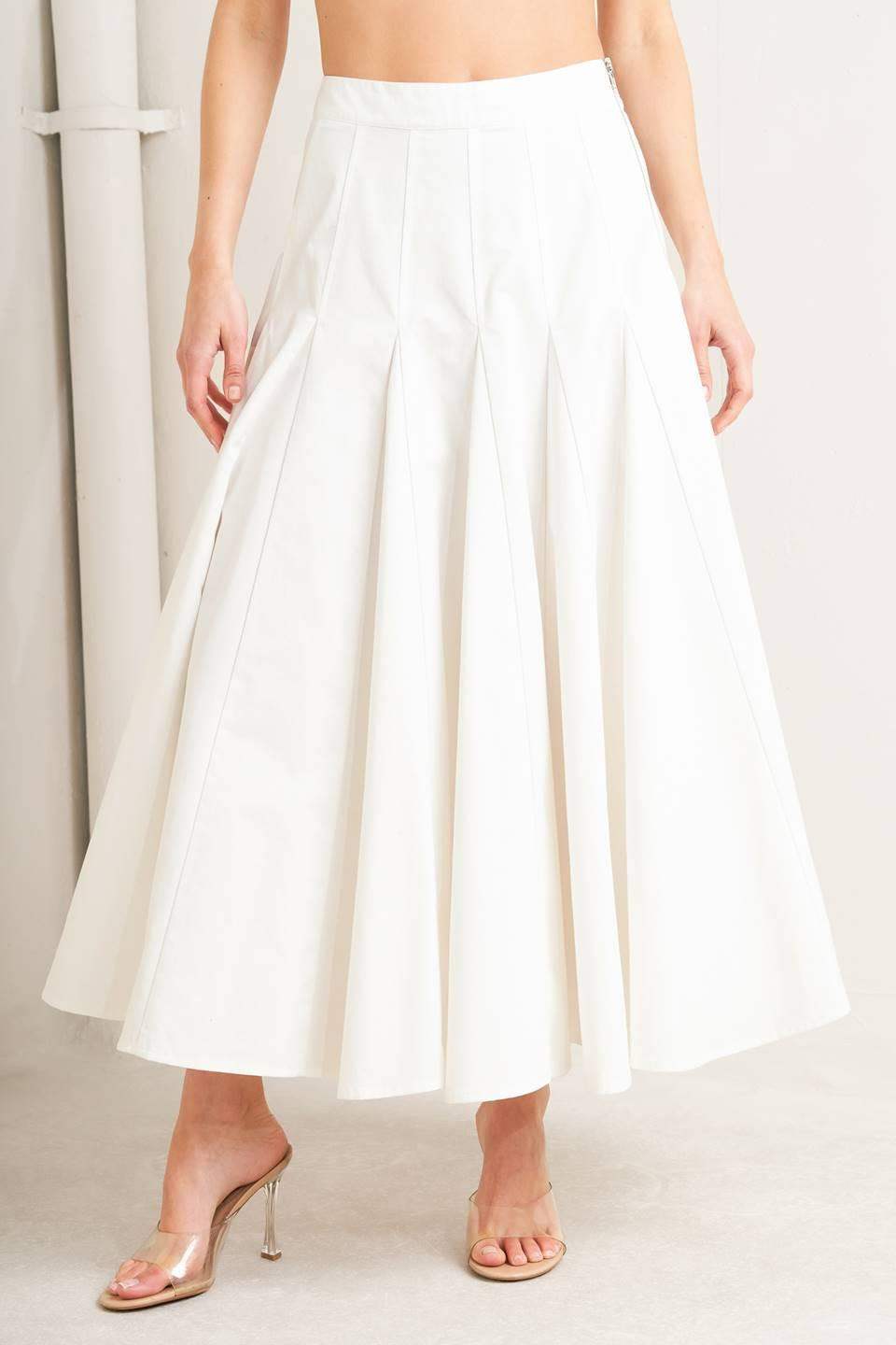 PALE FRAME WHITE WOVEN CIRCLE SKIRT - Flying Tomato - Flyclothing LLC