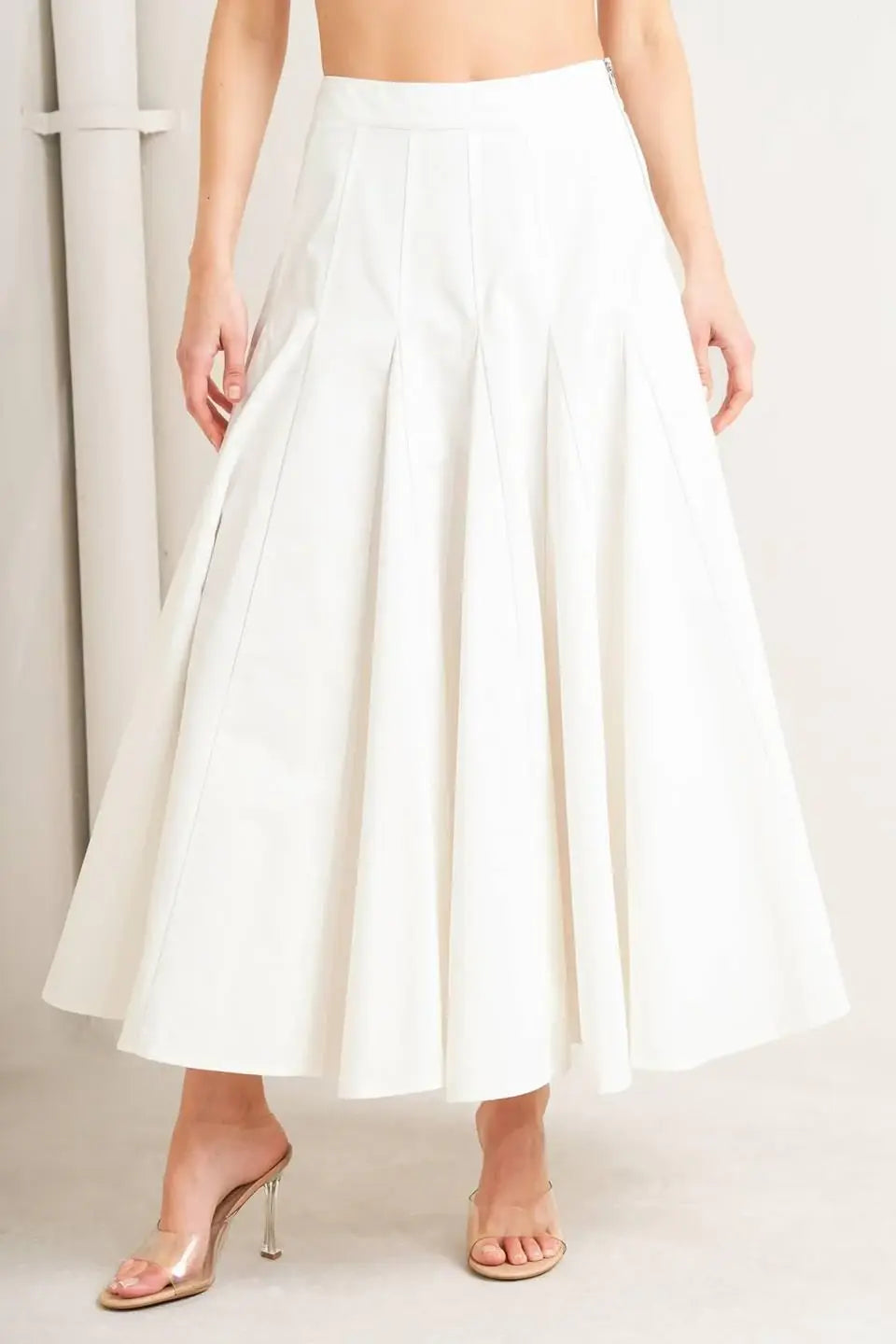 PALE FRAME WHITE WOVEN CIRCLE SKIRT - Flying Tomato - Flyclothing LLC