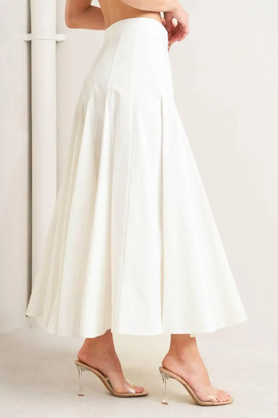 PALE FRAME WHITE WOVEN CIRCLE SKIRT - Flying Tomato - Flyclothing LLC