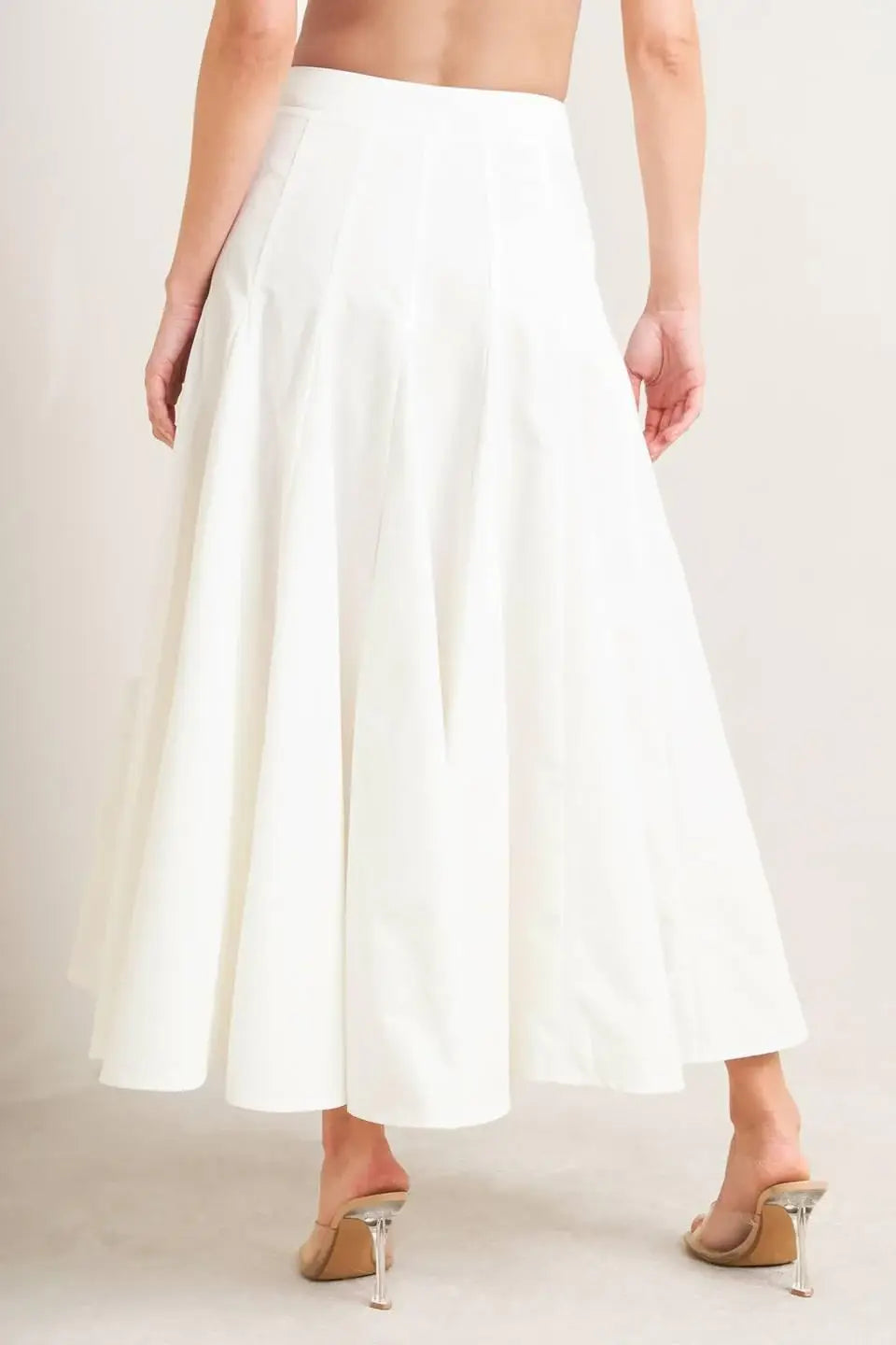 PALE FRAME WHITE WOVEN CIRCLE SKIRT - Flying Tomato - Flyclothing LLC