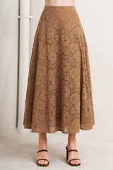 PURELY ROMANTIC WOVEN LACE MIDI SKIRT - Flying Tomato - Flyclothing LLC