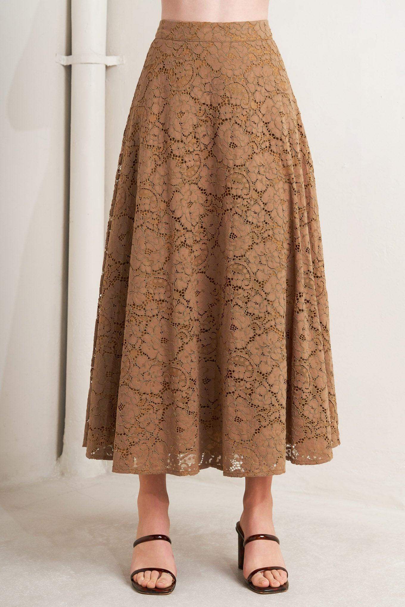 PURELY ROMANTIC WOVEN LACE MIDI SKIRT - Flying Tomato - Flyclothing LLC