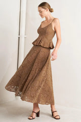 PURELY ROMANTIC WOVEN LACE MIDI SKIRT - Flying Tomato - Flyclothing LLC