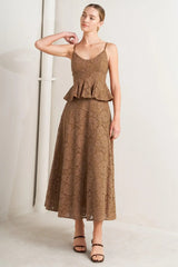 PURELY ROMANTIC WOVEN LACE MIDI SKIRT - Flying Tomato - Flyclothing LLC