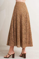 PURELY ROMANTIC WOVEN LACE MIDI SKIRT - Flying Tomato - Flyclothing LLC