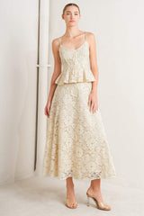 PURELY ROMANTIC WOVEN LACE MIDI SKIRT - Flying Tomato - Flyclothing LLC