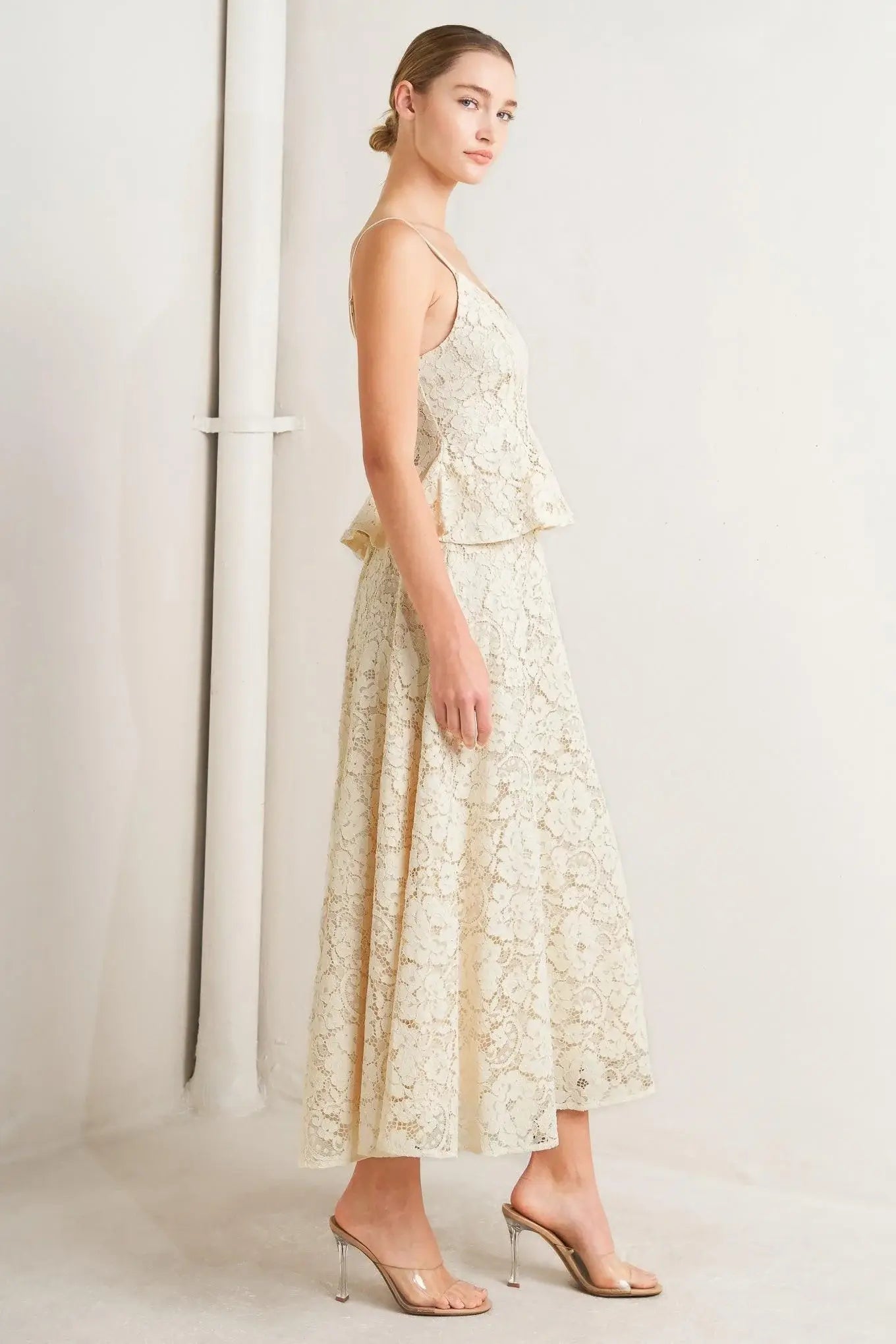 PURELY ROMANTIC WOVEN LACE MIDI SKIRT - Flying Tomato - Flyclothing LLC