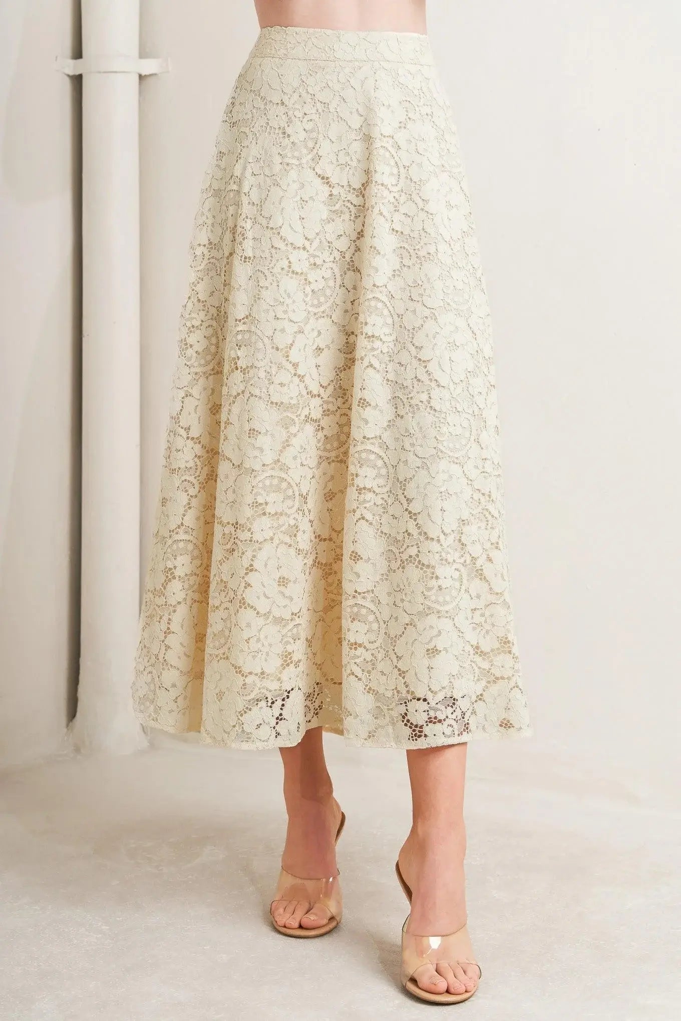 PURELY ROMANTIC WOVEN LACE MIDI SKIRT - Flying Tomato - Flyclothing LLC