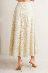 PURELY ROMANTIC WOVEN LACE MIDI SKIRT - Flying Tomato - Flyclothing LLC