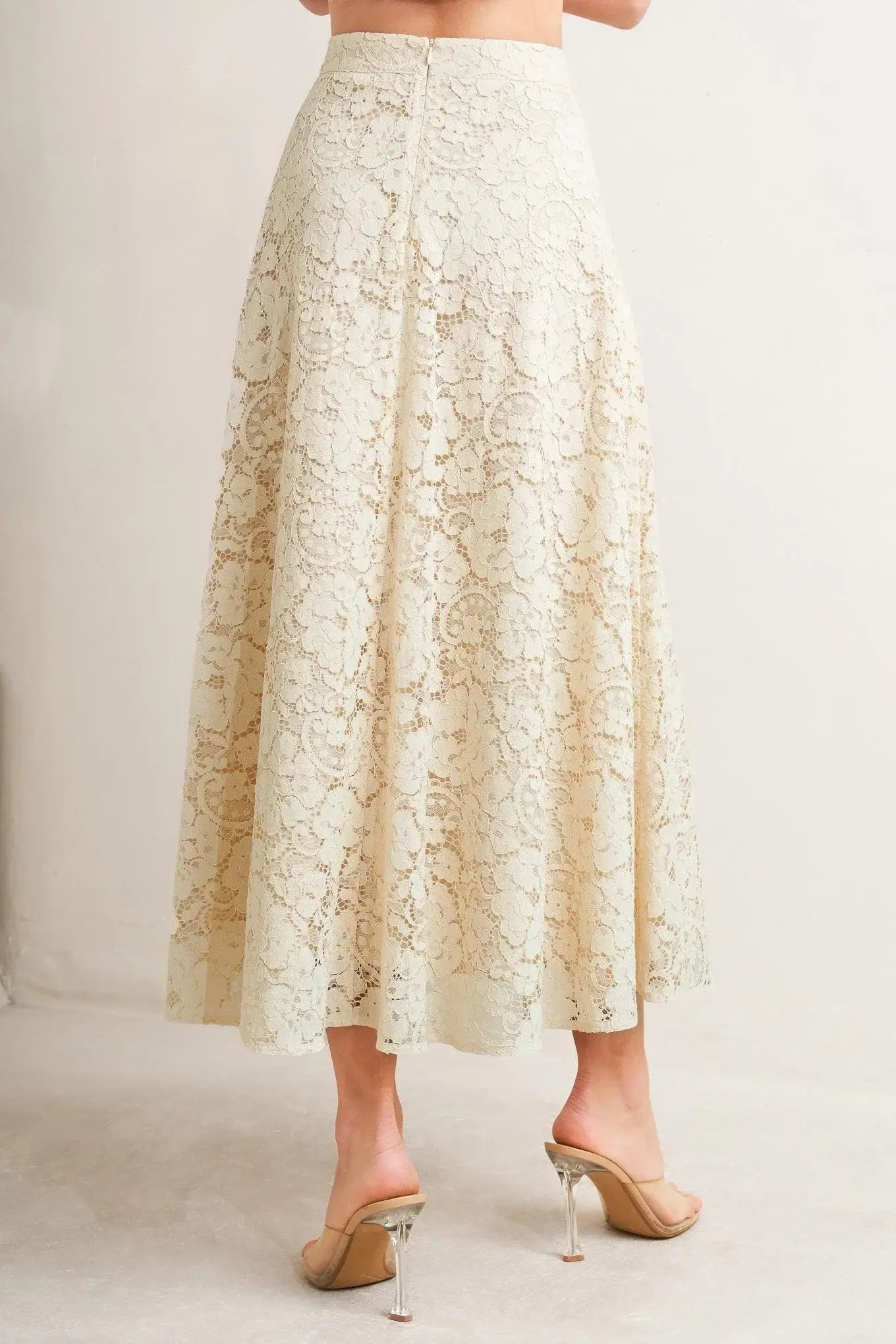 PURELY ROMANTIC WOVEN LACE MIDI SKIRT - Flying Tomato - Flyclothing LLC
