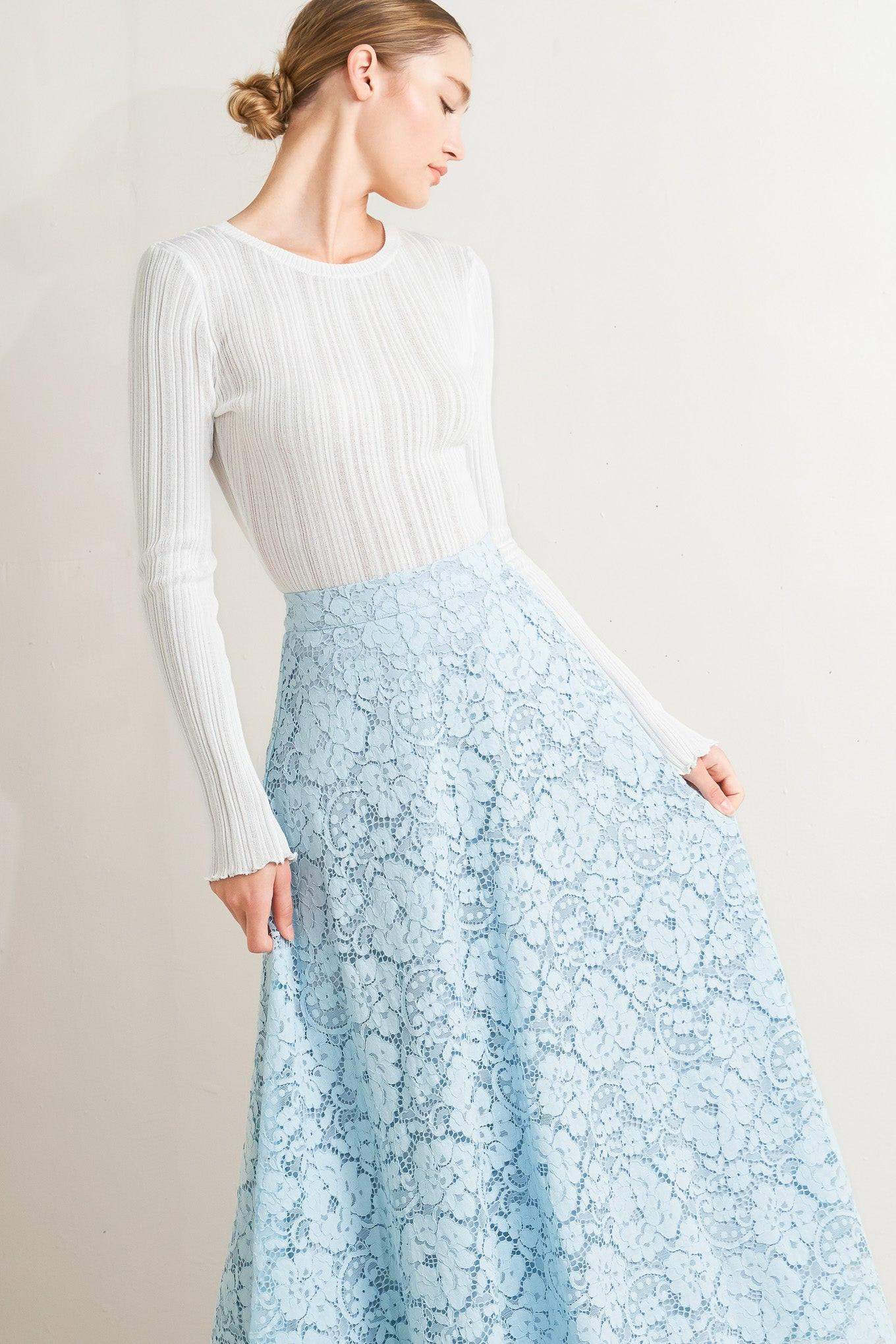 PURELY ROMANTIC WOVEN LACE MIDI SKIRT - Flying Tomato - Flyclothing LLC