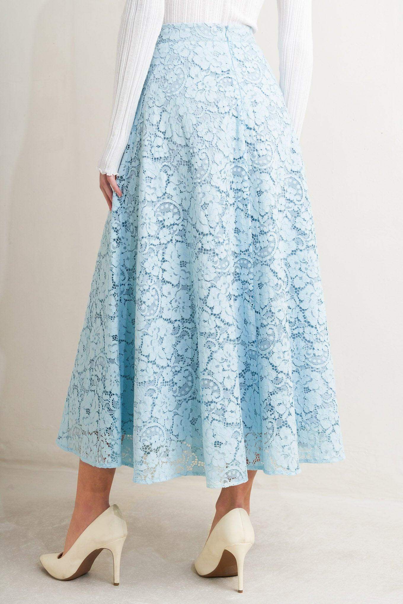 PURELY ROMANTIC WOVEN LACE MIDI SKIRT - Flying Tomato - Flyclothing LLC