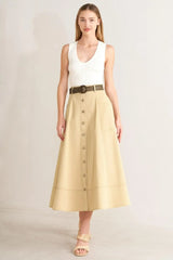 SAND BREEZE WOVEN MIDI SKIRT - Flying Tomato - Flyclothing LLC