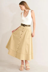 SAND BREEZE WOVEN MIDI SKIRT - Flying Tomato - Flyclothing LLC