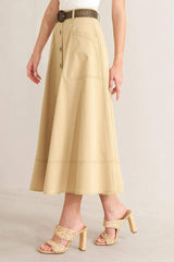 SAND BREEZE WOVEN MIDI SKIRT - Flying Tomato - Flyclothing LLC