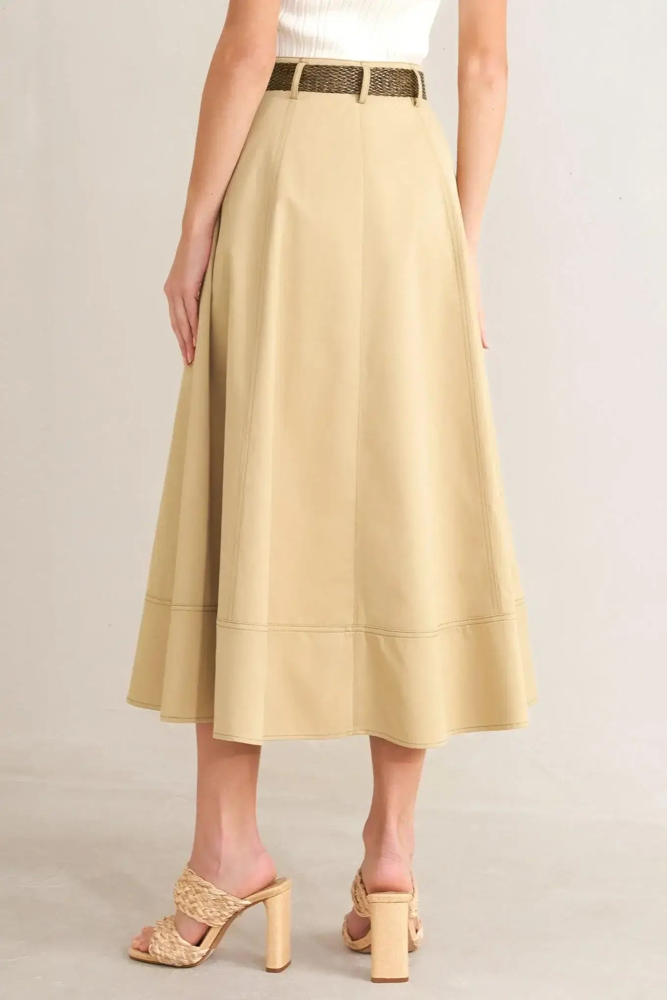 SAND BREEZE WOVEN MIDI SKIRT - Flying Tomato - Flyclothing LLC