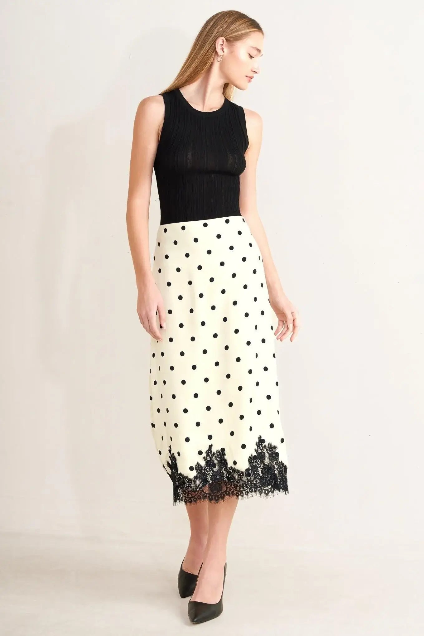 PARIS POLKA WOVEN MIDI PENCIL SKIRT - Flying Tomato - Flyclothing LLC