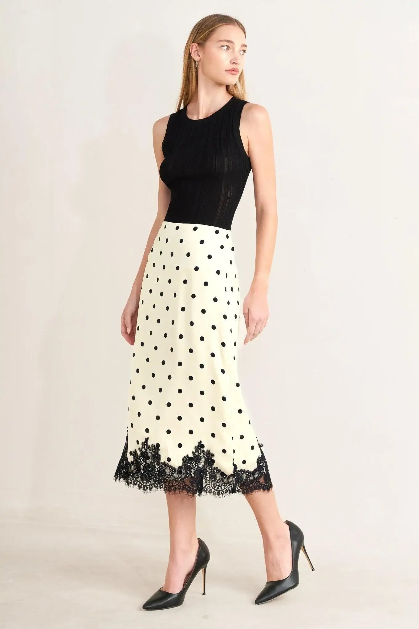 PARIS POLKA WOVEN MIDI PENCIL SKIRT - Flying Tomato - Flyclothing LLC