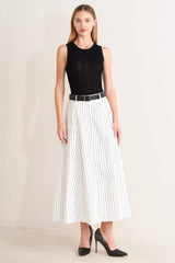 UPTOWN STRIPE WOVEN MDI CIRCLE SKIRT - Flying Tomato - Flyclothing LLC