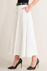 UPTOWN STRIPE WOVEN MDI CIRCLE SKIRT - Flying Tomato - Flyclothing LLC