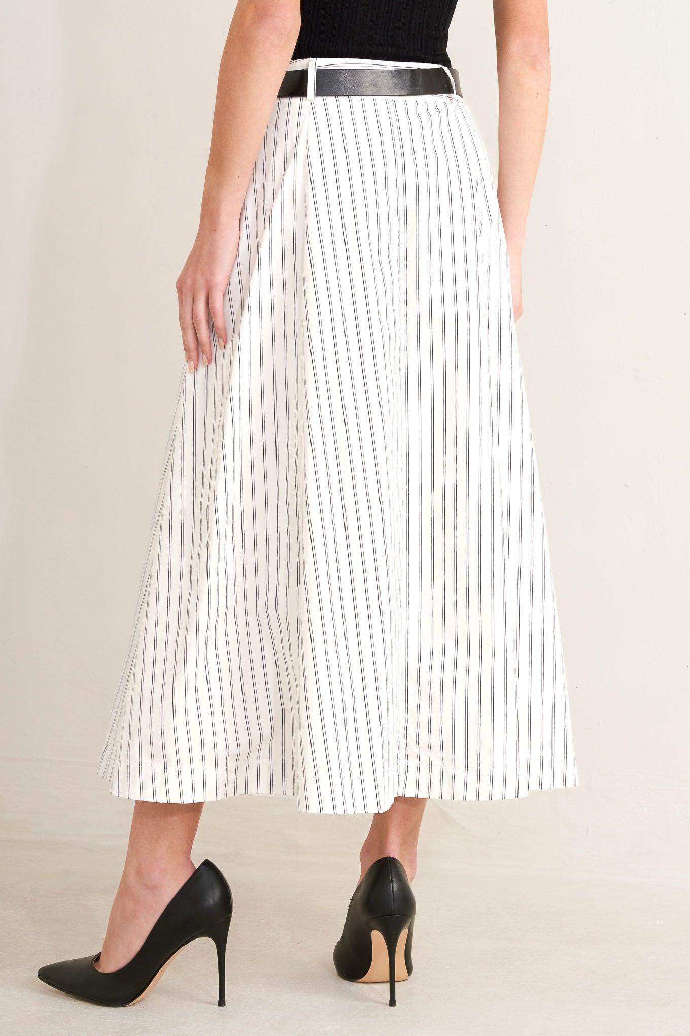 UPTOWN STRIPE WOVEN MDI CIRCLE SKIRT - Flying Tomato - Flyclothing LLC