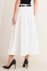 UPTOWN STRIPE WOVEN MDI CIRCLE SKIRT - Flying Tomato - Flyclothing LLC