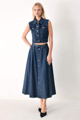 SWEET TALKER DENIM CIRCLE MIDI SKIRT - Flying Tomato - Flyclothing LLC