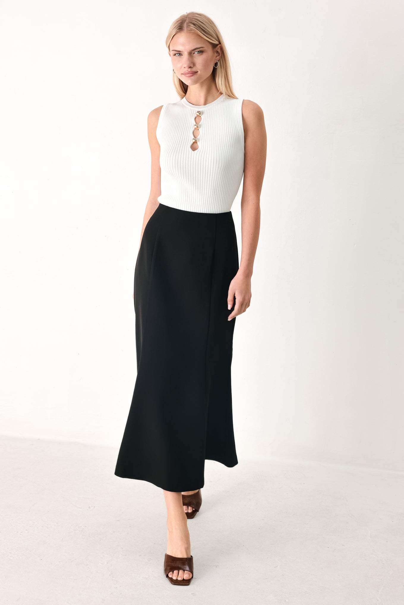 EVERYDAY PERFECTION WOVEN MIDI SKIRT - Flying Tomato - Flyclothing LLC