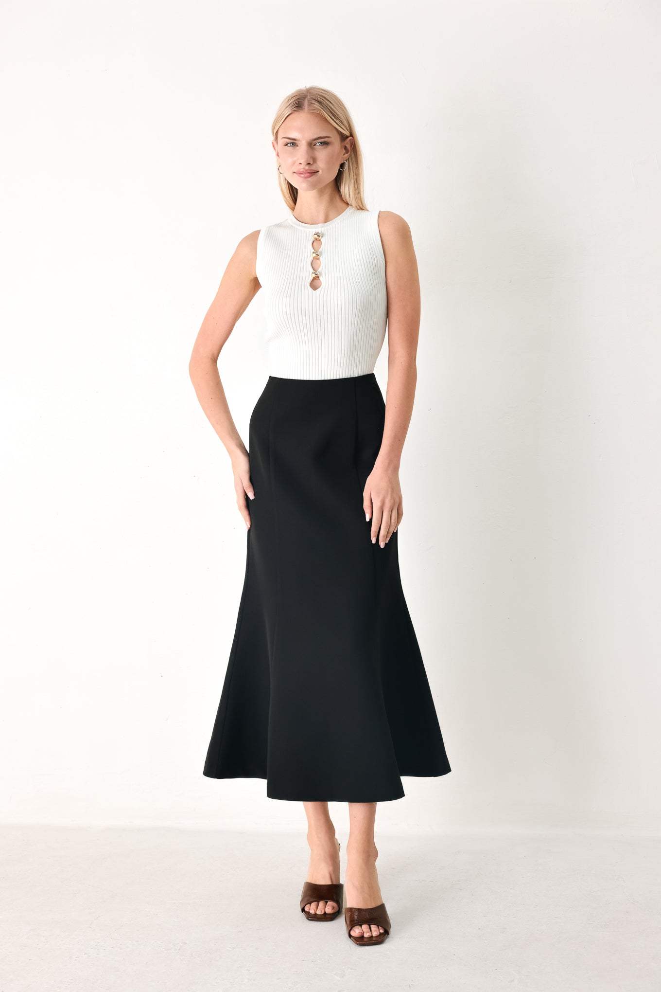 EVERYDAY PERFECTION WOVEN MIDI SKIRT - Flying Tomato - Flyclothing LLC