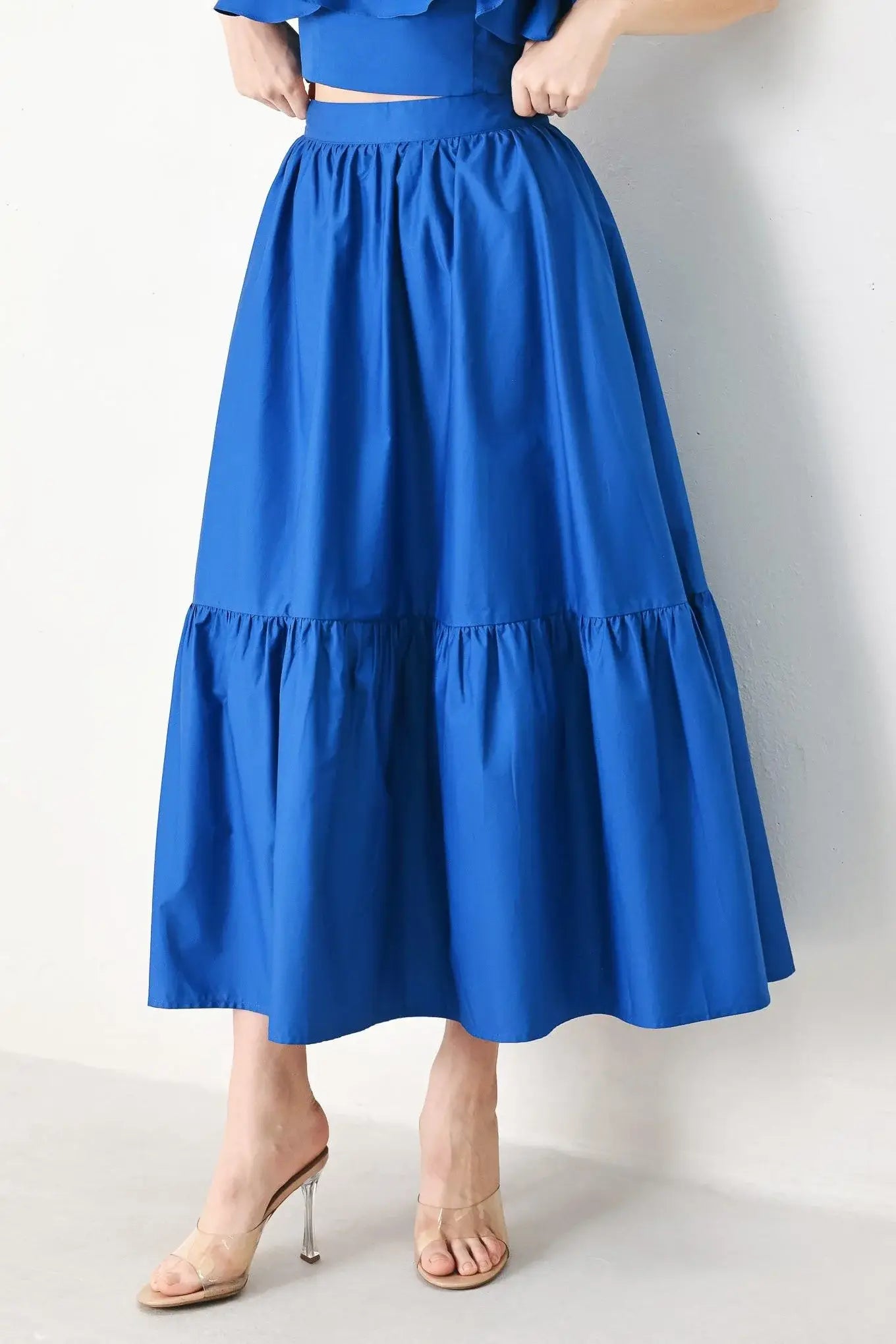 ROYAL FLOW WOVEN MIDI SKIRT - Flying Tomato - Flyclothing LLC