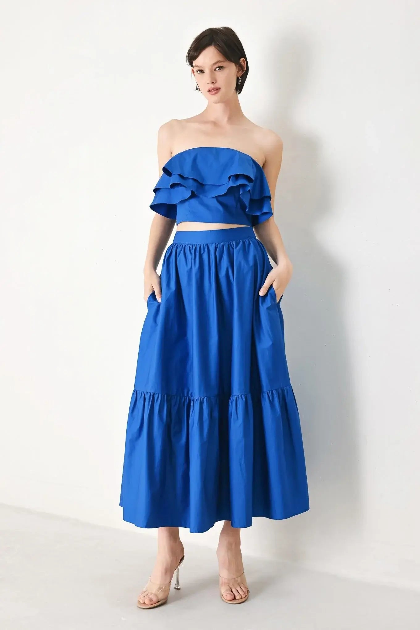 ROYAL FLOW WOVEN MIDI SKIRT - Flying Tomato - Flyclothing LLC